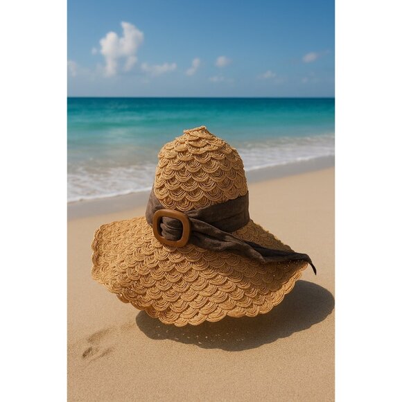 Wallaroo Hat Company Emma Women’s Sun Hat Brown Band Wide Brim Paper Braid - Picture 8 of 8